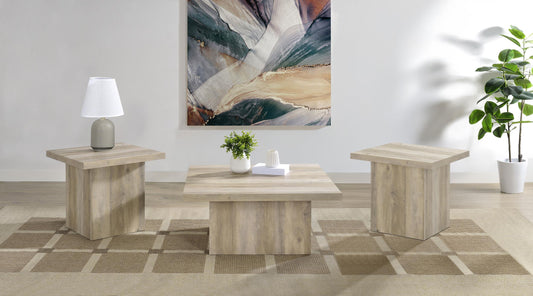 Devar Coffee Table Set in Distressed Pine - Coaster Furniture