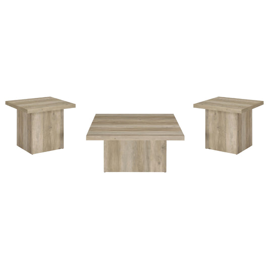 Devar Coffee Table Set in Distressed Pine - Coaster Furniture