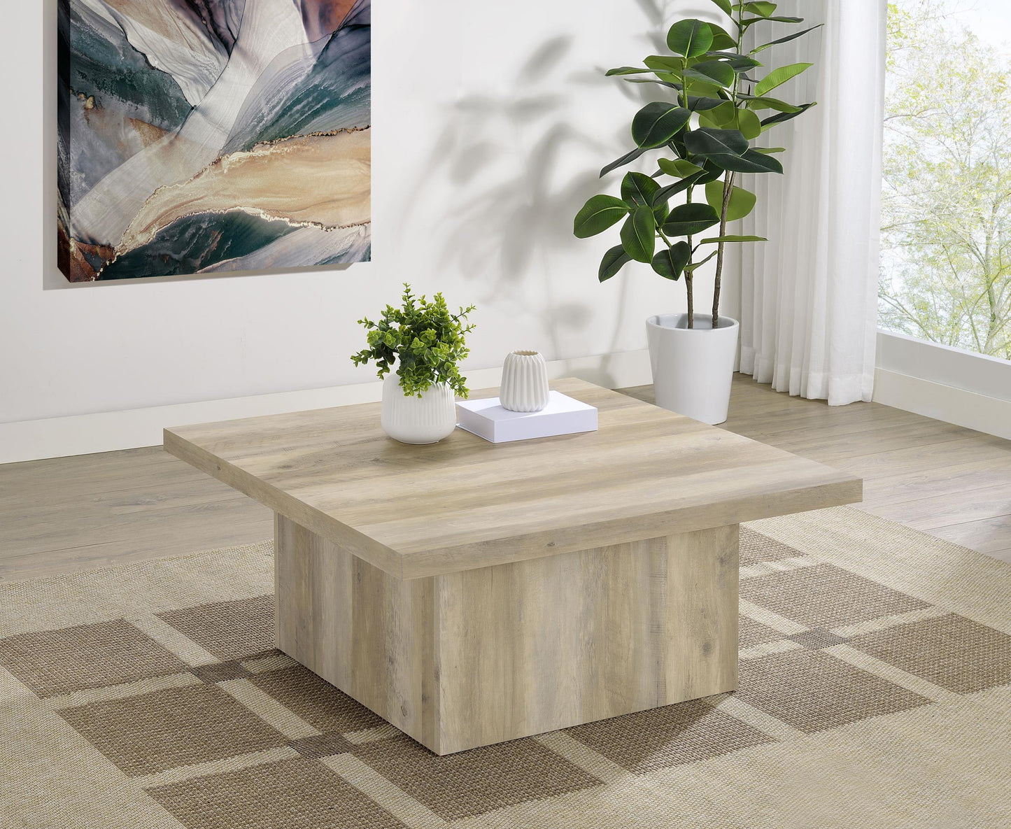 Devar Coffee Table - Distressed Pine