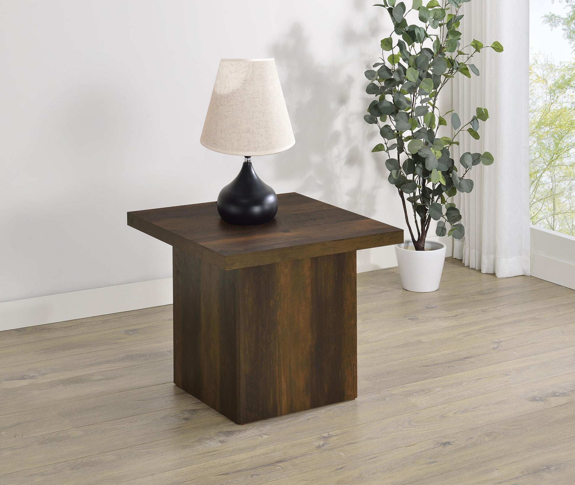 Devar End Table - Dark Pine
