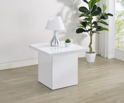 Devar End Table - White High Gloss