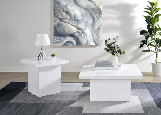 Devar Coffee Table Set in White High Gloss - Coaster Furniture