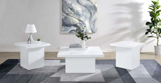 Devar Coffee Table Set in White High Gloss - Coaster Furniture