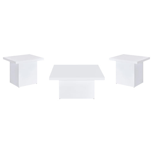 Devar Coffee Table Set in White High Gloss - Coaster Furniture