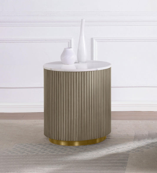 Jason End Table in White Marble - Coaster Furniture