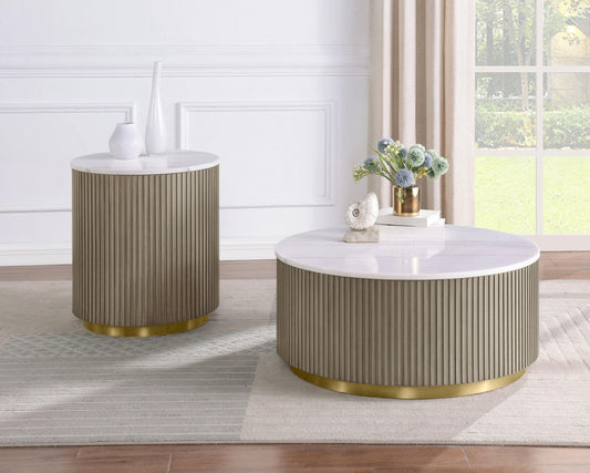 Jason Coffee Table Set in White Marble - Coaster Furniture