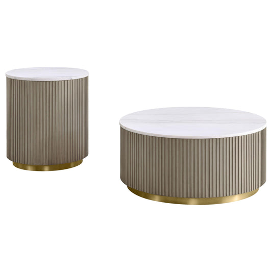 Jason Coffee Table Set in White Marble - Coaster Furniture
