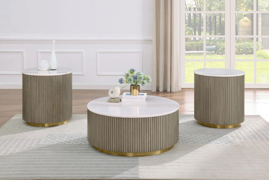 Jason Coffee Table Set in White Marble - Coaster Furniture