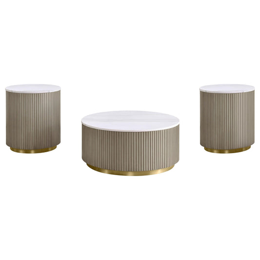 Jason Coffee Table Set in White Marble - Coaster Furniture
