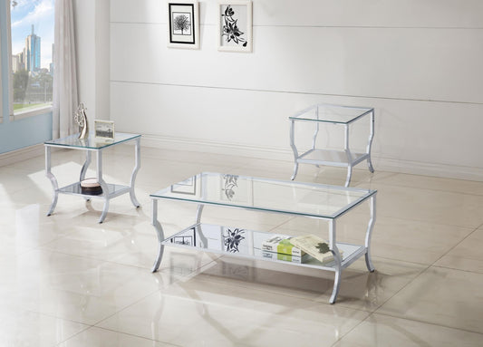 Saide Coffee Table 3-Piece Set in Chrome - Coaster Furniture