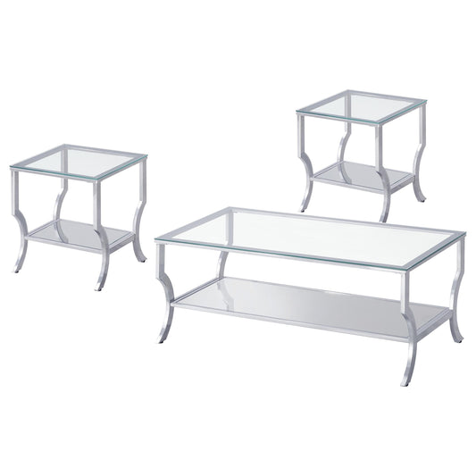 Saide Coffee Table 3-Piece Set in Chrome - Coaster Furniture