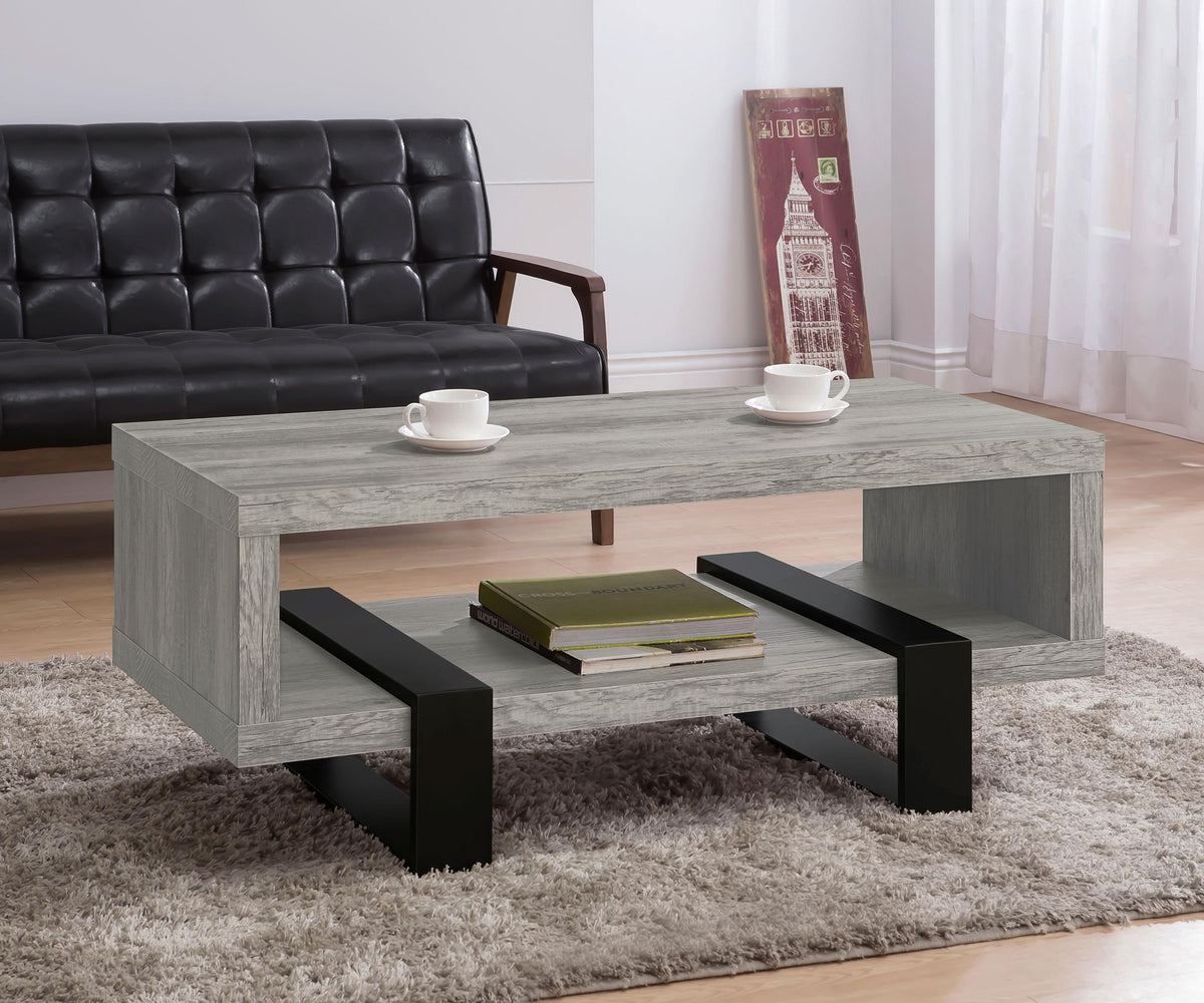 Dinard Coffee Table in Grey Driftwood - Coaster Furniture