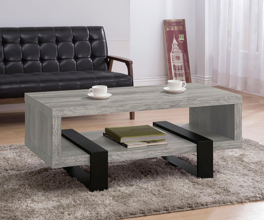 Dinard Coffee Table in Grey Driftwood - Coaster Furniture