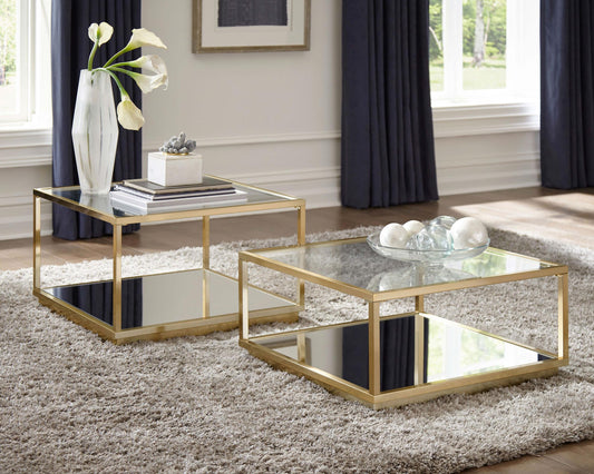 Renee Coffee Table 2-Piece Set in Rose Brass - Coaster Furniture