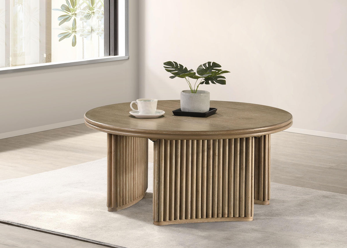 Adina Coffee Table in Distressed Light Brown - Coaster Furniture