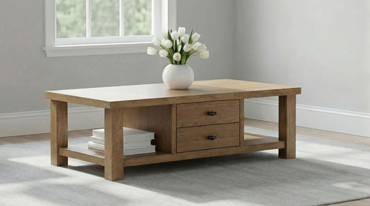 Beasley Coffee Table in Golden Oak - Coaster Furniture