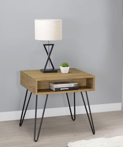 Fanning End Table in Golden Oak - Coaster Furniture