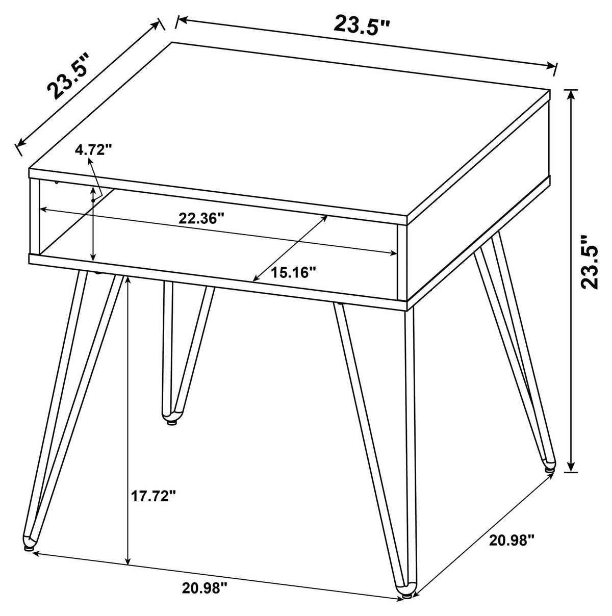 Fanning End Table in Golden Oak - Coaster Furniture