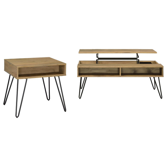 Fanning Coffee Table 2-Piece Set in Golden Oak - Coaster Furniture
