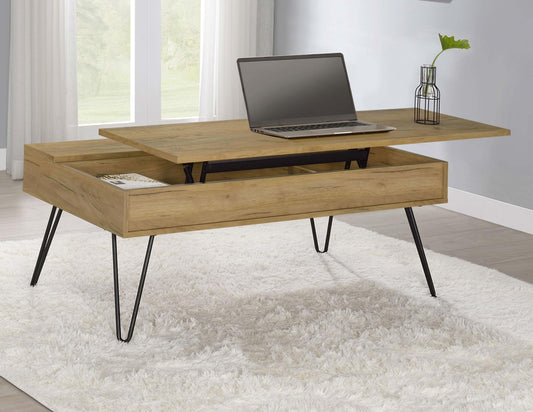 Fanning Lift Top Coffee Table in Golden Oak - Coaster Furniture