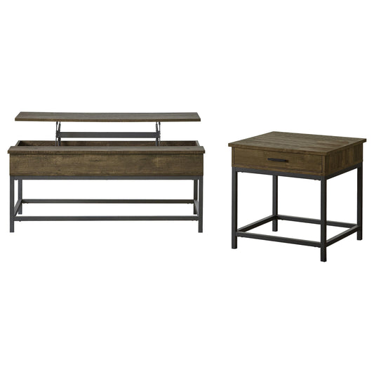 Byers Coffee Table 2-Piece Set in Brown Oak - Coaster Furniture