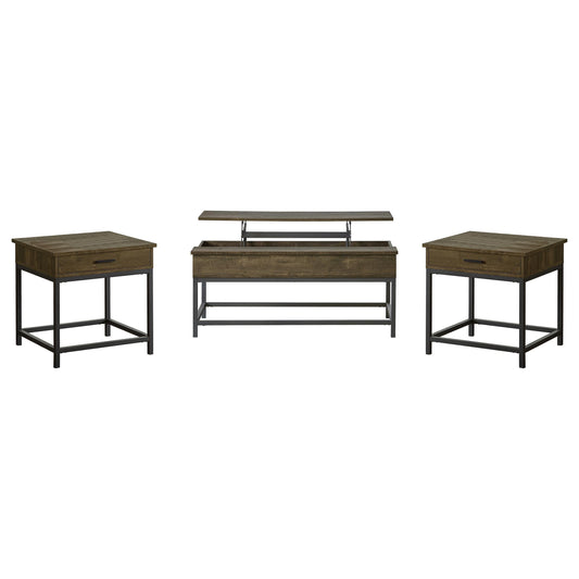 Byers Coffee Table 3-Piece Set in Brown Oak - Coaster Furniture