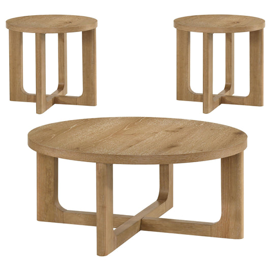 Kessler Coffee Table Set in Light Oak - Coaster Furniture