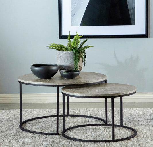 Lainey 2-Piece Nesting Coffee Table in Grey Faux Marble - Coaster Furniture