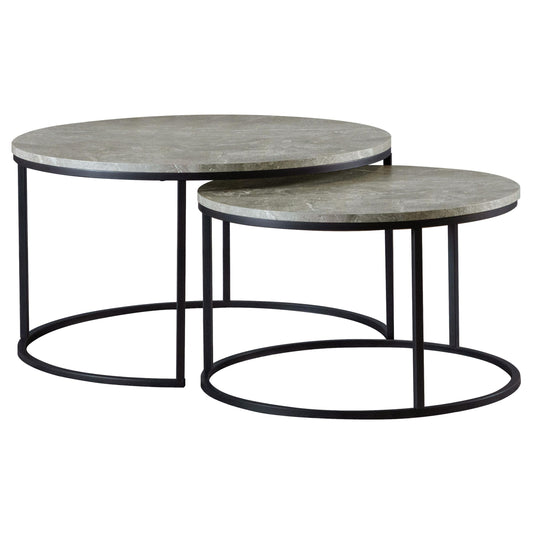 Lainey 2-Piece Nesting Coffee Table in Grey Faux Marble - Coaster Furniture