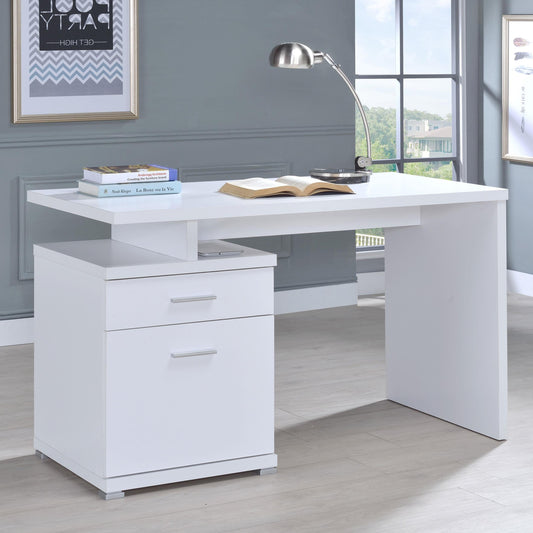 Irving Computer Desk in White - Coaster Furniture