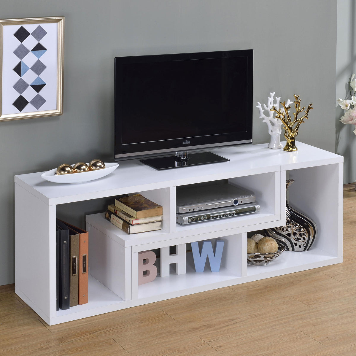 Velma Bookcase / TV Stand in White - Coaster Furniture