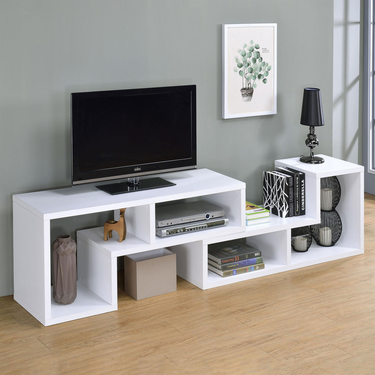 Velma Bookcase / TV Stand in White - Coaster Furniture