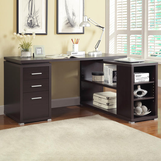 Theo L-Shape Desk in Weathered Grey - Coaster Furniture