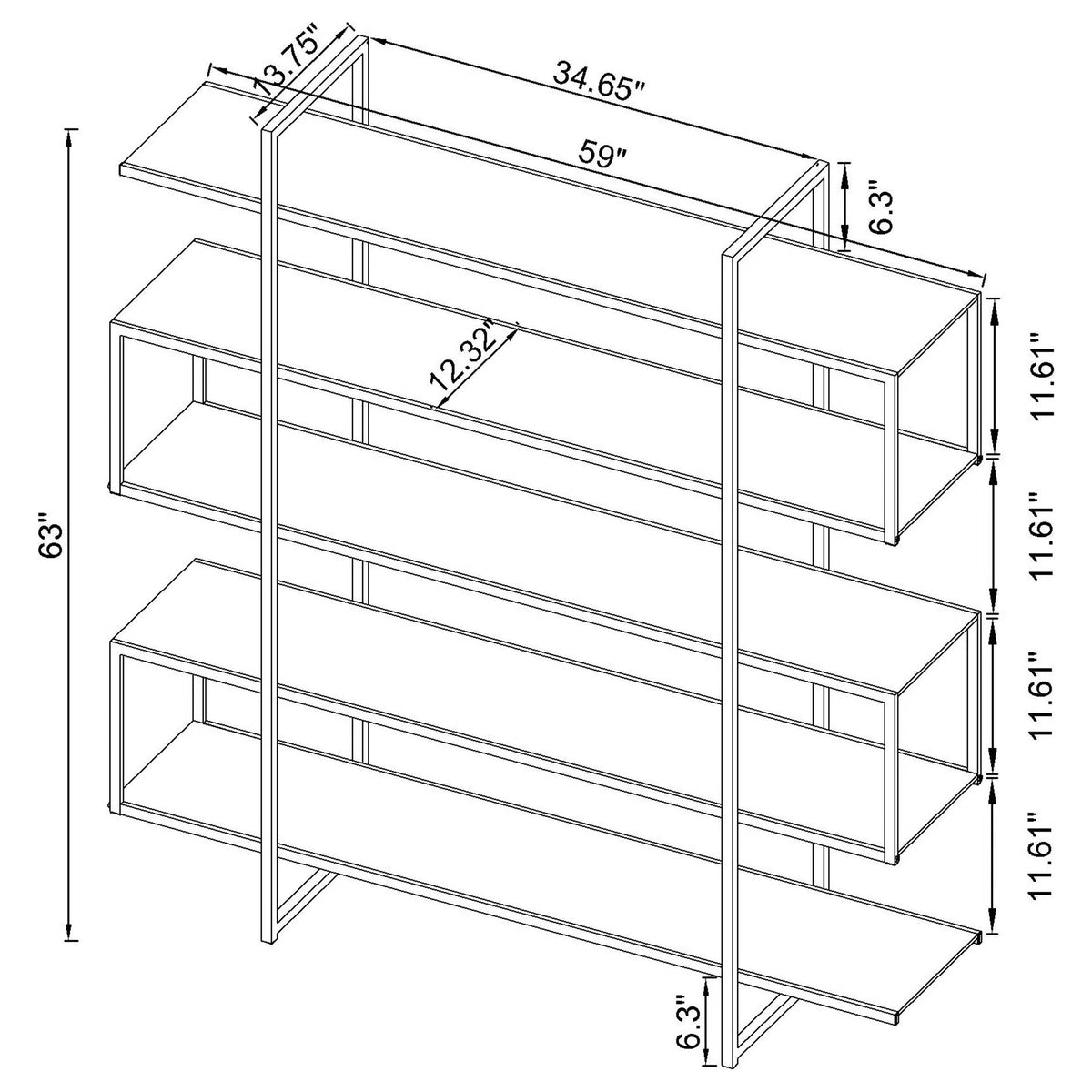 Elmer Bookcase in Clear - Coaster Furniture