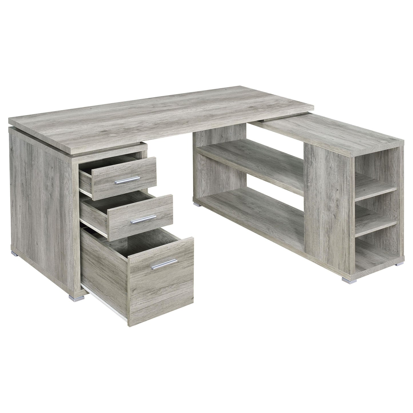 Yvette L-Shape Desk - Grey Driftwood