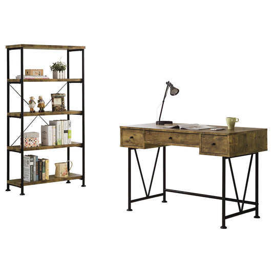 Analiese Desk 2-Piece Set in Rustic Nutmeg - Coaster Furniture