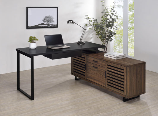 Maddox L-Shape Desk in Walnut - Coaster Furniture