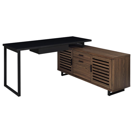 Maddox L-Shape Desk in Walnut - Coaster Furniture