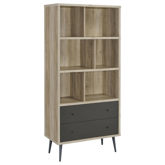 Maeve Bookcase in Distressed Pine - Coaster Furniture