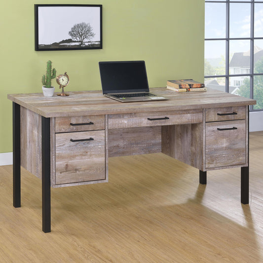 Samson Computer Desk in Weathered Oak - Coaster Furniture