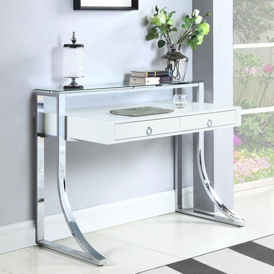 Gemma Writing Desk in White High Gloss - Coaster Furniture