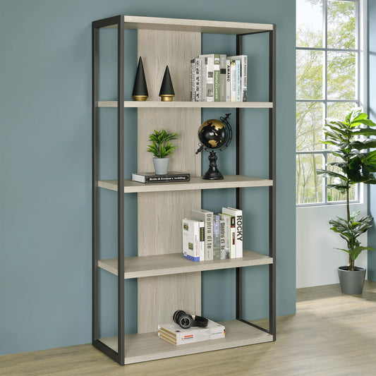 Loomis Bookshelf in White Washed Grey - Coaster Furniture
