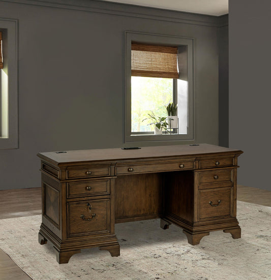 Hartshill Credenza Desk in Burnished Oak - Coaster Furniture