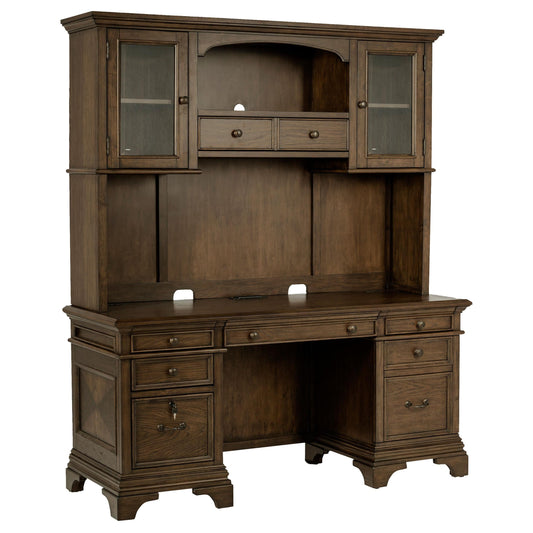Hartshill CREDENZA DESK &amp; HUTCH in Burnished Oak - Coaster Furniture