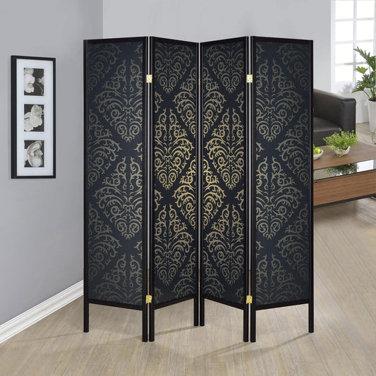 Haidera Room Divider in Black Damask - Coaster Furniture