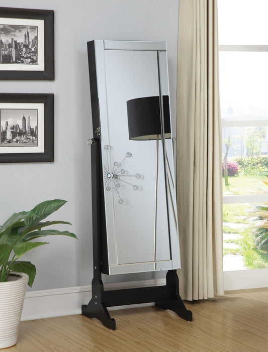 Cortez Jewelry Cheval Mirror in Black - Coaster Furniture