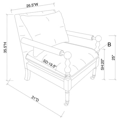 Dempsy Accent Chair in Beige - Coaster Furniture