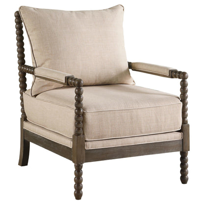 Blanchett Accent Chair - Beige / Distressed Brown