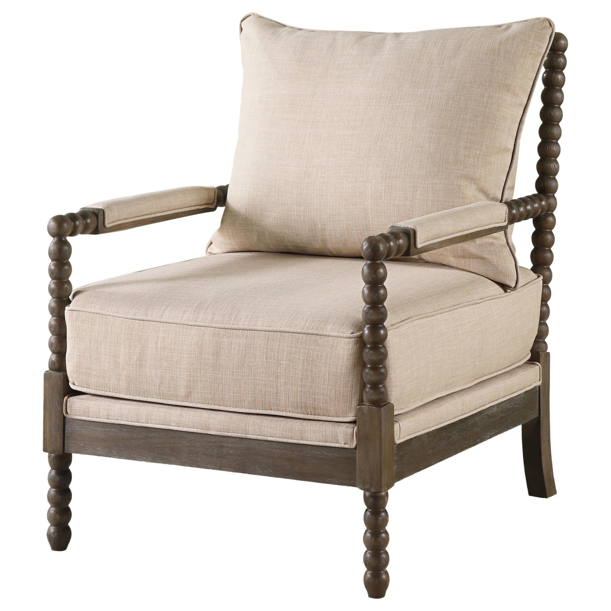 Blanchett Accent Chair - Beige / Distressed Brown