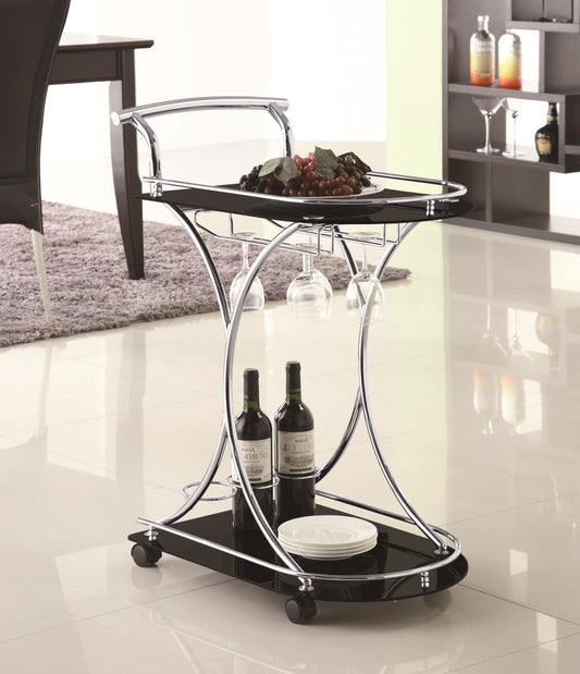 Elfman Bar Cart in Black - Coaster Furniture